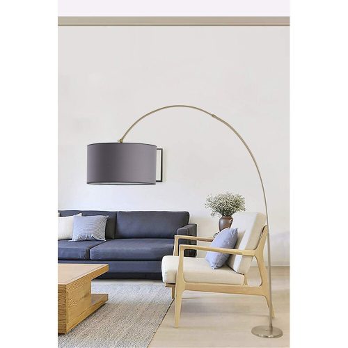 Scandinavian Floor Lamp, Adjustable Height 155-220 cm, Light Grey Metal Body, Matte Chrome Finish, E27 Socket, Modern Design for Home & Office