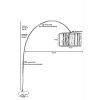 Scandinavian Floor Lamp, Adjustable Height 155-220 cm, Light Grey Metal Body, Matte Chrome Finish, E27 Socket, Modern Design for Home & Office