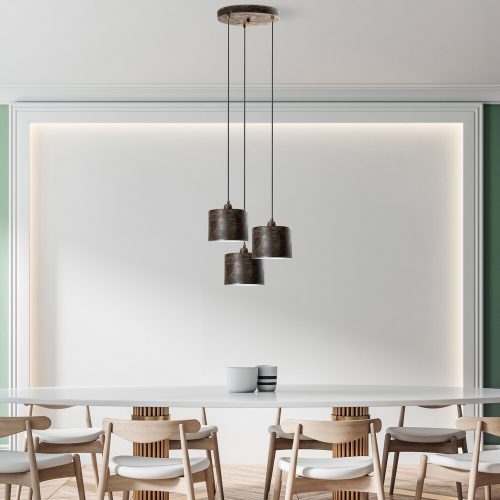 Elegant Adjustable Chandelier, Antiquation Finish, 45 cm Diameter | Metal Body, 3 x E27 Socket, Height 75-110 cm | Perfect for Dining & Living Spaces