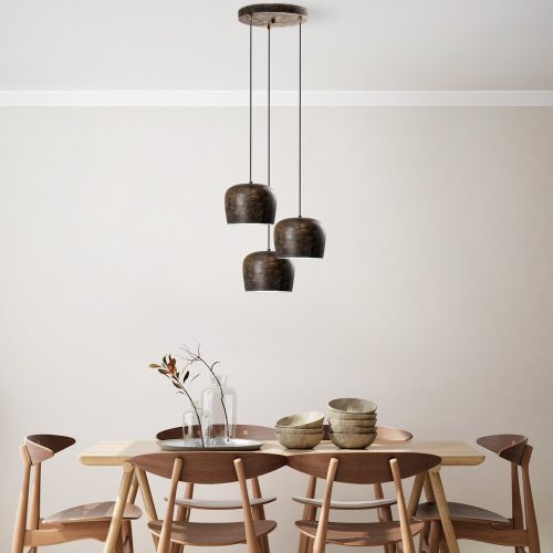 Elegant Adjustable Chandelier, Antiquation Finish, 45 cm Diameter | Metal Body, 3 x E27 Socket, Height 45-114 cm | Perfect for Modern Living Spaces