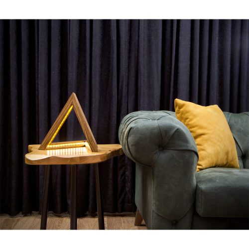 Handmade Rustic Table Lamp, Brown, 33 x 33 x 31 cm | 100% Spruce Wood, LED Lighted, Oven-Dried, Varnish Finish | Modern & Elegant Design for Home Decor