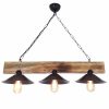 Handmade Modern Chandelier, Walnut & Black, 80 x 22 x 65 cm | 100% Spruce Tree, 3 x E27 Max 40W | Stylish Industrial & Rustic Design for Any Space