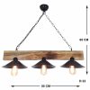 Handmade Modern Chandelier, Walnut & Black, 80 x 22 x 65 cm | 100% Spruce Tree, 3 x E27 Max 40W | Stylish Industrial & Rustic Design for Any Space