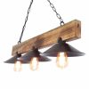Handmade Modern Chandelier, Walnut & Black, 80 x 22 x 65 cm | 100% Spruce Tree, 3 x E27 Max 40W | Stylish Industrial & Rustic Design for Any Space