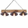 Handmade Modern Chandelier, Walnut & Black, 80 x 22 x 65 cm | 100% Spruce Tree, 3 x E27 Max 40W | Stylish Industrial & Rustic Design for Any Space