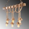 Elegant Wooden Chandelier, 100 x 7 cm, Height 103 cm, 6 x E27 Max 40W, Rustic Modern Design, Perfect for Living Room & Dining Spaces, IP20