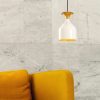 Elegant Modern Chandelier, White & Gold, 17 cm Diameter, 113 cm Height | Metal Body, E27 Socket, Max 40W | Glamorous Scandinavian Design for Home Decor