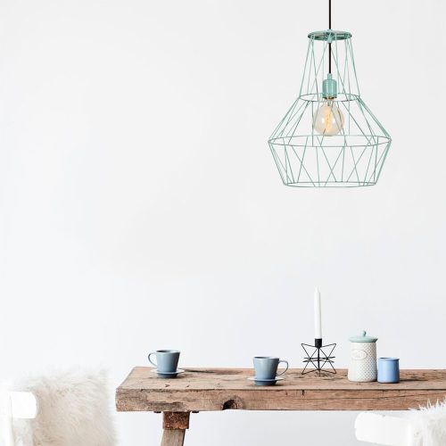Modern Blue Chandelier, Metal Body, 37 cm Diameter, Adjustable Height 137 cm | E27 Socket, Max 40W | Stylish Lighting for Home & Office Decor