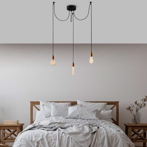 Modern Copper Chandelier, 96 x 96 cm, Height Adjustable, 3 x E27 Max 40W | Stylish Metal Body, IP20 | Perfect for Contemporary Living Spaces