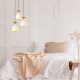 Elegant Modern Chandelier, White & Gold, 40 cm Diameter, 113 cm Height | Metal Body, 3 x E27 Socket, Glam Scandinavian Design | Perfect for Home Decor