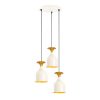 Elegant Modern Chandelier, White & Gold, 40 cm Diameter, 113 cm Height | Metal Body, 3 x E27 Socket, Glam Scandinavian Design | Perfect for Home Decor