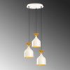 Elegant Modern Chandelier, White & Gold, 40 cm Diameter, 113 cm Height | Metal Body, 3 x E27 Socket, Glam Scandinavian Design | Perfect for Home Decor