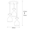 Elegant Modern Chandelier, White & Gold, 40 cm Diameter, 113 cm Height | Metal Body, 3 x E27 Socket, Glam Scandinavian Design | Perfect for Home Decor