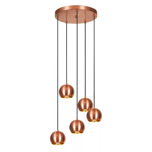 Opviq, 536NTD1141, Modern copper chandelier, diameter 48 cm, height 108 cm | Metal housing, 5 x E27 sockets | Elegant Scandinavian design for charming spaces