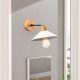 Scandinavian Wall Lamp, White Metal & Wooden Base, 24 cm Diameter, 20 cm Height | E27 Socket, Max 40W | Stylish & Functional Lighting for Modern Spaces