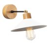 Scandinavian Wall Lamp, White Metal & Wooden Base, 24 cm Diameter, 20 cm Height | E27 Socket, Max 40W | Stylish & Functional Lighting for Modern Spaces