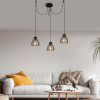 Industrial Black Chandelier, 105 cm Diameter, 106 cm Height | Metal Body, 3 x E27 Sockets, 180 cm Cable | Stylish Lighting for Modern Spaces