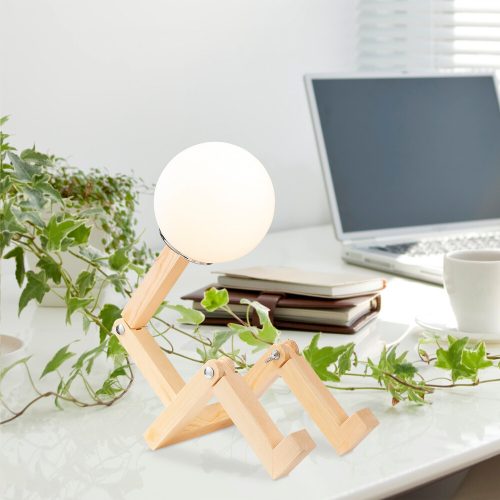 Elegant Wooden Table Lamp, 15 x 17 x 56 cm, Natural Finish | E27 Socket, Max 40W, 200 cm Cable | Perfect for Modern Rustic & Lodge Decor