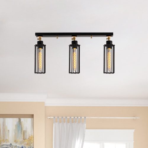 Industrial Chandelier, Black Metal Body, 63 cm Diameter x 29 cm Height | 3 x E27 Max 40W | Elegant Lighting for Modern Spaces, IP20 Rated