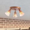 Modern Copper Chandelier, 48 cm Diameter, Metal Body & Wooden Base, 3 x E27 Max 40W, Elegant Scandinavian Design for Home & Office Lighting