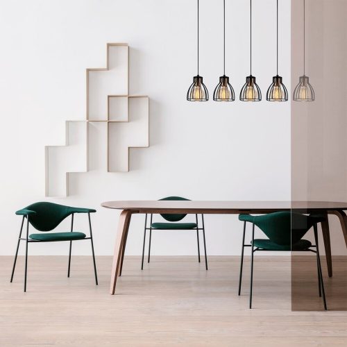 Industrial Black Chandelier, Metal Body, 85 cm Diameter, 108 cm Height | 5 x E27 Max 40W | Elegant Lighting for Modern Spaces, IP20 Rated
