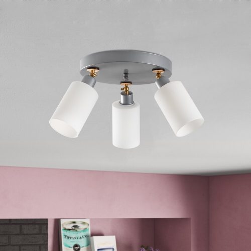 Elegant Scandinavian Chandelier, Silver Finish, 50 cm Diameter, 26 cm Height | MDF Body, Glass Cap, 3 x E27 Max 40W | Stylish Lighting for Modern Spaces