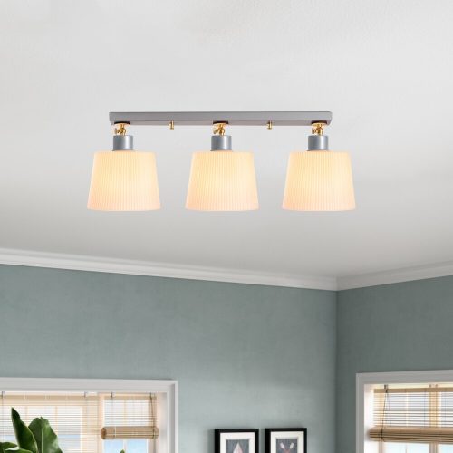 Elegant Scandinavian Chandelier, Silver Finish, 68 cm Diameter | MDF Body, Glass Cap, 3 x E27 Max 40W | Stylish Lighting for Modern Spaces