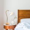 Modern Table Lamp with Metal Body & Wooden Base, 52 cm Height, 16 cm Diameter, E27 Socket, White Color | Stylish Glam & Scandinavian Design for Home Decor