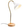 Modern Table Lamp with Metal Body & Wooden Base, 52 cm Height, 16 cm Diameter, E27 Socket, White Color | Stylish Glam & Scandinavian Design for Home Decor
