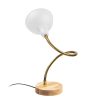 Modern Table Lamp with Metal Body & Wooden Base, 52 cm Height, 16 cm Diameter, E27 Socket, White Color | Stylish Glam & Scandinavian Design for Home Decor