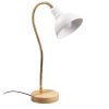Modern Table Lamp with Metal Body & Wooden Base, 52 cm Height, 16 cm Diameter, E27 Socket, White Color | Stylish Glam & Scandinavian Design for Home Decor