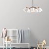 Elegant Scandinavian Chandelier, Metal Body with Wooden Base, 58 cm Diameter, 68 cm Height | 5 x E27 Max 40W | Stylish White Design for Modern Spaces