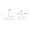 Elegant Scandinavian Chandelier, Metal Body with Wooden Base, 58 cm Diameter, 68 cm Height | 5 x E27 Max 40W | Stylish White Design for Modern Spaces
