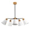 Elegant Scandinavian Chandelier, Metal Body with Wooden Base, 58 cm Diameter, 68 cm Height | 5 x E27 Max 40W | Stylish White Design for Modern Spaces