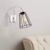Modern Wall Lamp, Nickel & Black, 15 x 32 cm | Metal Body, E27 Socket Max 40W | Stylish Lighting for Home & Office, Elegant Design, IP20