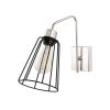 Modern Wall Lamp, Nickel & Black, 15 x 32 cm | Metal Body, E27 Socket Max 40W | Stylish Lighting for Home & Office, Elegant Design, IP20