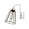 Modern Wall Lamp, Nickel & Black, 15 x 32 cm | Metal Body, E27 Socket Max 40W | Stylish Lighting for Home & Office, Elegant Design, IP20
