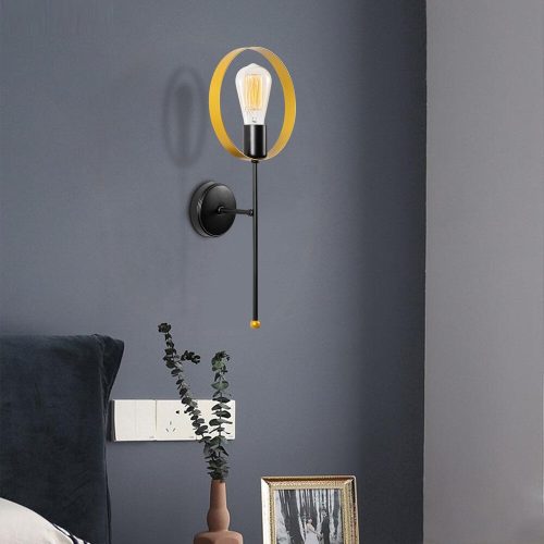 Modern Wall Lamp, Gold & Black, 50 cm Height | Iron Body, E27 Socket, IP20 | Stylish Lighting for Home & Office, Unique Novelty Design