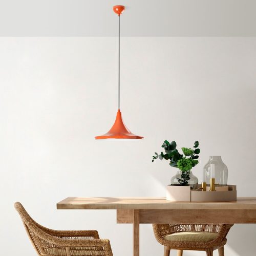 Stylish Orange Chandelier, Metal Body, Adjustable Height 30-117 cm, Ø30 cm Shade, E27 Socket, Perfect for Modern Living Spaces, Elegant Design
