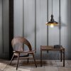 Industrial Chandelier, Black & Gold, 30 cm Diameter, 118 cm Height | Adjustable, E27 Socket, IP20 | Stylish Lighting for Modern Spaces