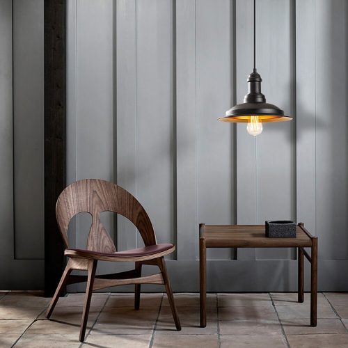 Industrial Chandelier, Black & Gold, 30 cm Diameter, 118 cm Height | Adjustable, E27 Socket, IP20 | Stylish Lighting for Modern Spaces