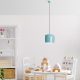 Turquoise Metal Chandelier, Adjustable Height 24-114 cm, Ø23 cm Shade, E27 Socket, Stylish Lighting for Modern Spaces, IP20 Rated, Elegant Design