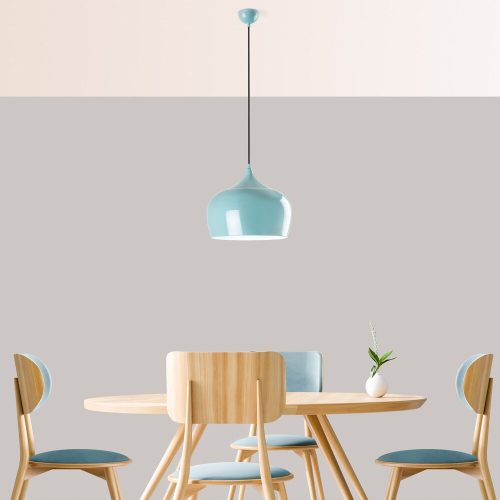Opviq, 892OPV1987, Turquoise Metal Chandelier, Adjustable Height 36-125 cm, Ø28 cm Shade, E27 Socket, Stylish Lighting for Modern Spaces, IP20 Rated, Bulb Not Included