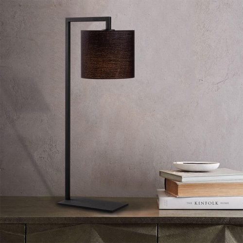 Modern Industrial Table Lamp, Black Metal Body, 65 cm Height, Fabric Cap, E27 Socket, 40W Max, 200 cm Cable, Stylish for Home & Office Decor