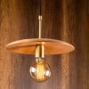 Modern Chandelier with Iron Body & Hornbeam Cap, 29 cm Diameter, Adjustable Height, E27 Socket, Black & Wood Finish | Stylish Lighting for Glam & Scandinavian Decor