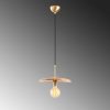 Modern Chandelier with Iron Body & Hornbeam Cap, 29 cm Diameter, Adjustable Height, E27 Socket, Black & Wood Finish | Stylish Lighting for Glam & Scandinavian Decor