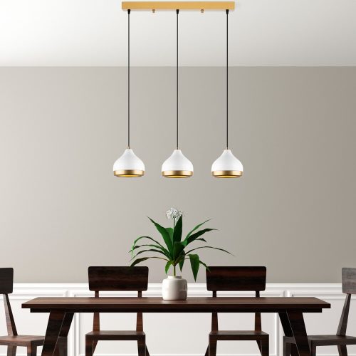 Elegant White Chandelier, Metal Body, Adjustable Height 25-111 cm | Ø17 cm Cap, 3 x E27 Socket, 220-240 V | Perfect for Modern Living Spaces & Dining Rooms
