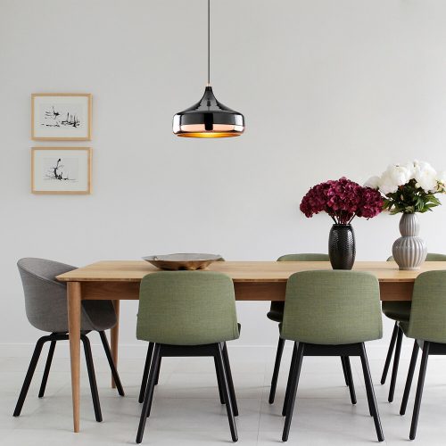 Modern Chandelier with Metal Body, Black & Copper, 36 cm Diameter, Adjustable Height, E27 Socket, Elegant Design for Glam & Scandinavian Interiors