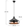 Modern Chandelier with Metal Body, Black & Copper, 36 cm Diameter, Adjustable Height, E27 Socket, Elegant Design for Glam & Scandinavian Interiors