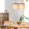 Scandinavian Chandelier, Cream & Black, 47 x 20 cm | Adjustable Height 120 cm | Metal Body, Fabric Cap, 2 x E27 Max 40W | Elegant Lighting for Modern Spaces